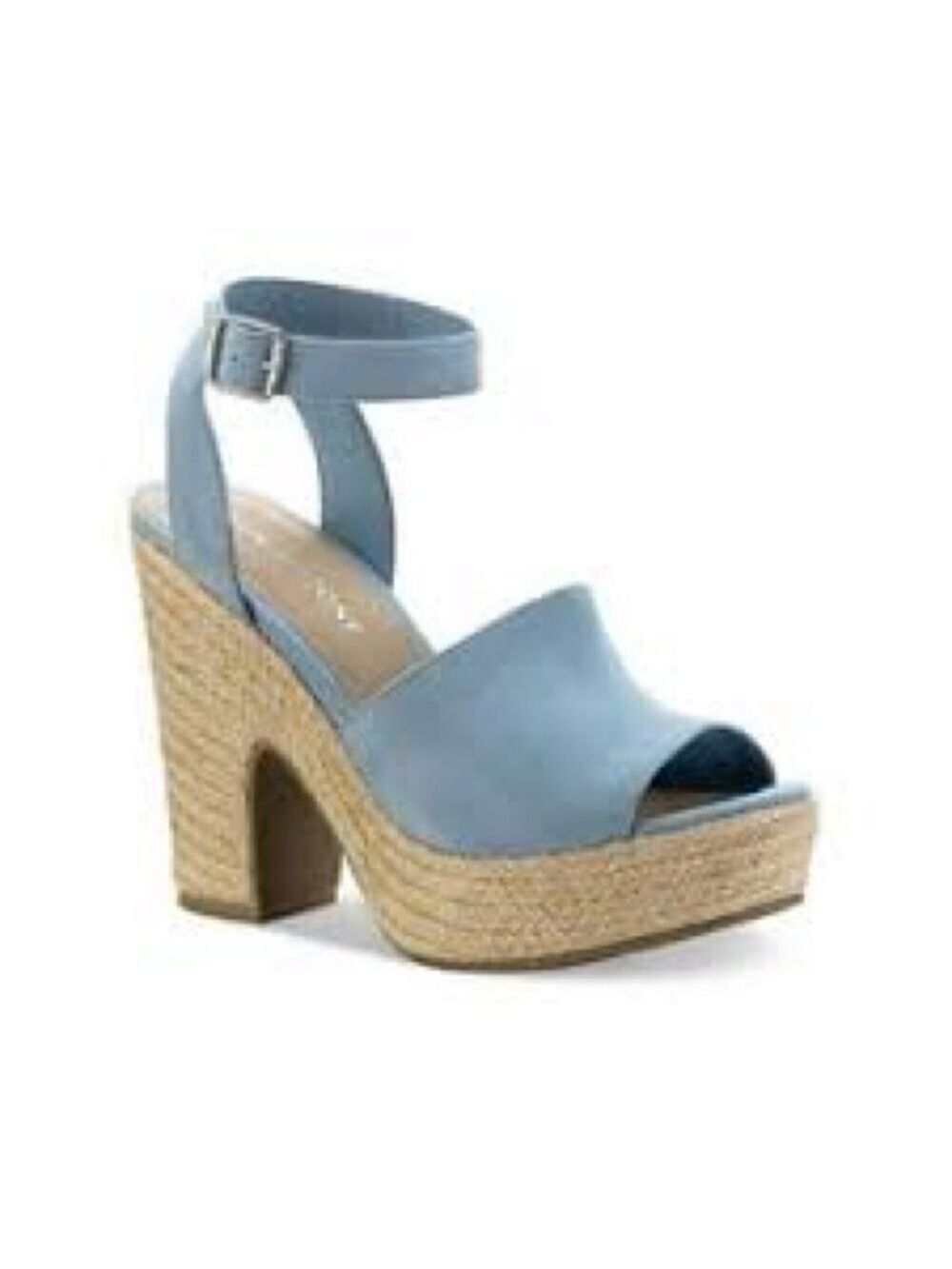 Women’s Sun + Stone Blue Fey Buckle Block Heel Platform Sandals Size 10 US!